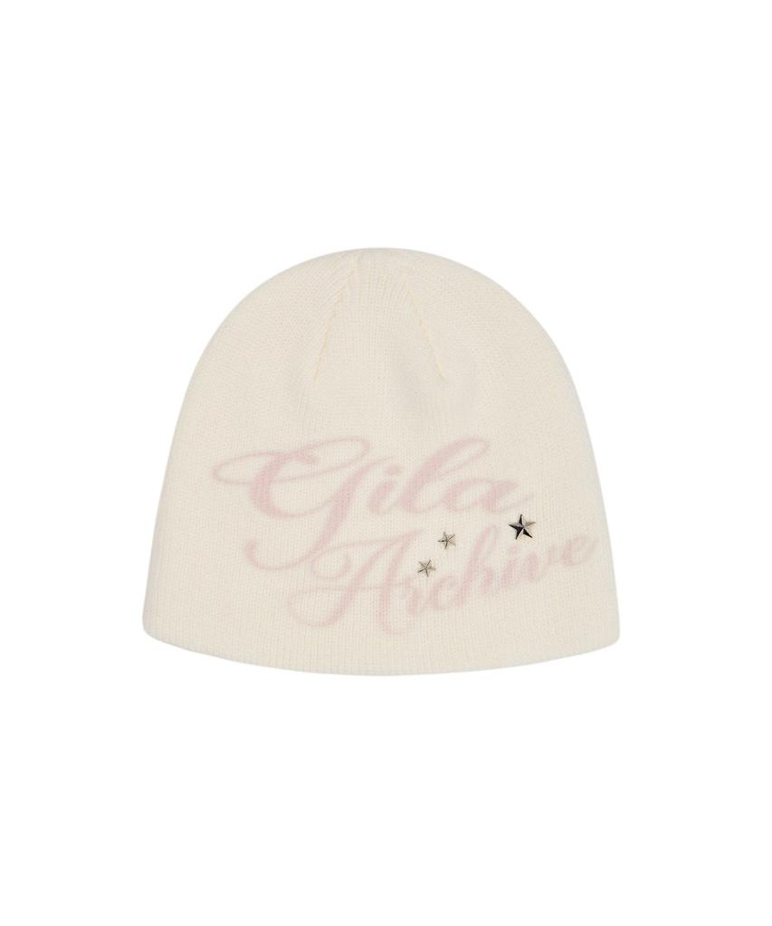 Gillaakaibeu Lettering Logo Beanie_Wh