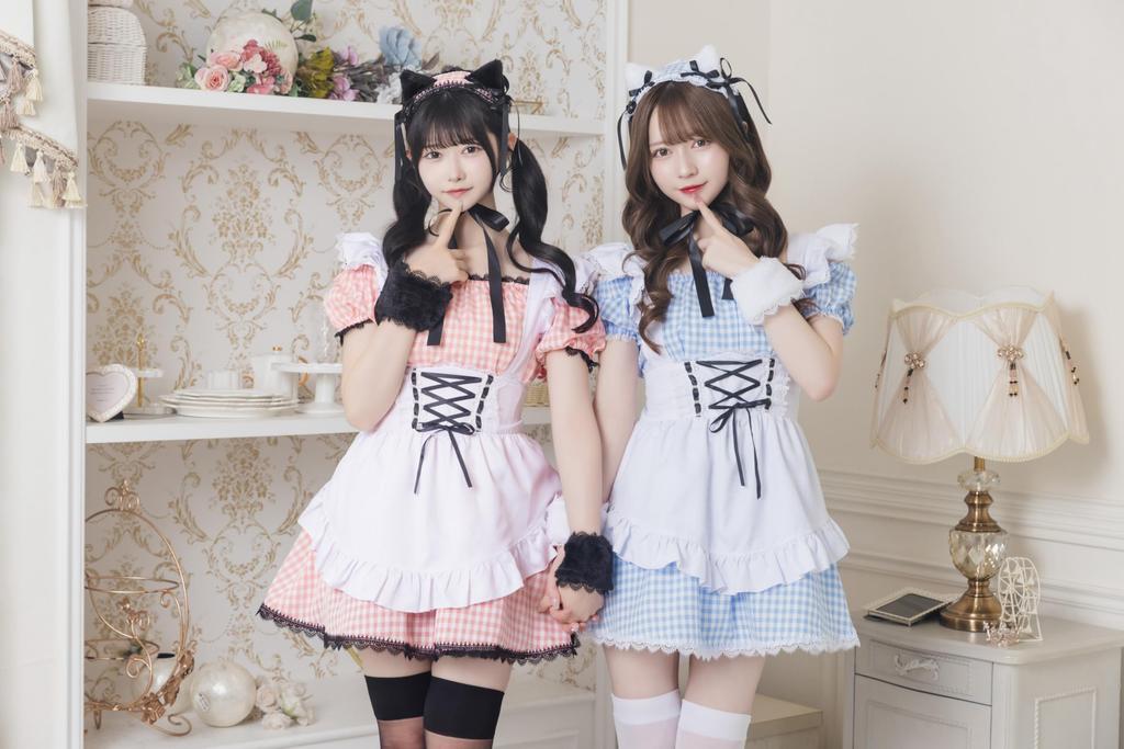 Clearstone Lyrical Palette Cosplay Halloween Gingham Katt Tjänarinna JamsCollection Blå Dam