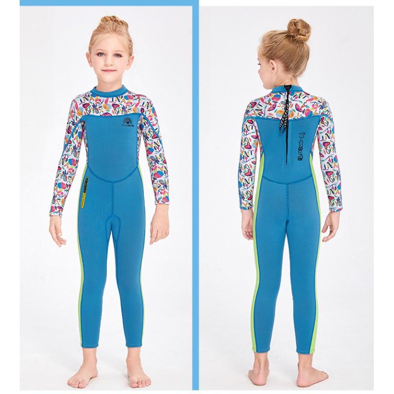 2.5MM Children's Diving Suit One-piece Long-sleeved Warm Girls 'Sunscreen Snorkeling Surfing Swimsuit