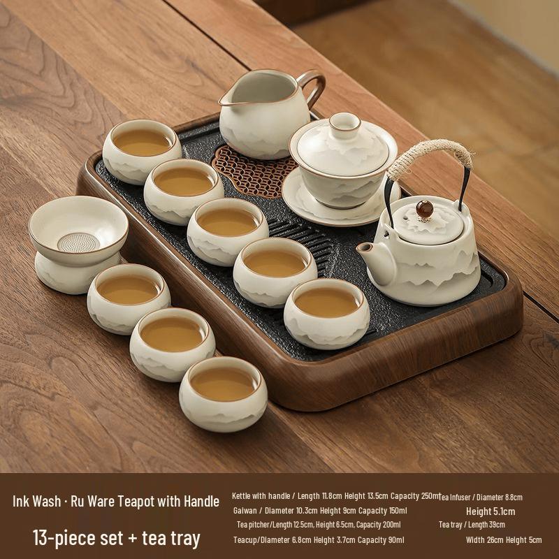 Ink Wash Ru Kiln Ceramic Gongfu Tea Set