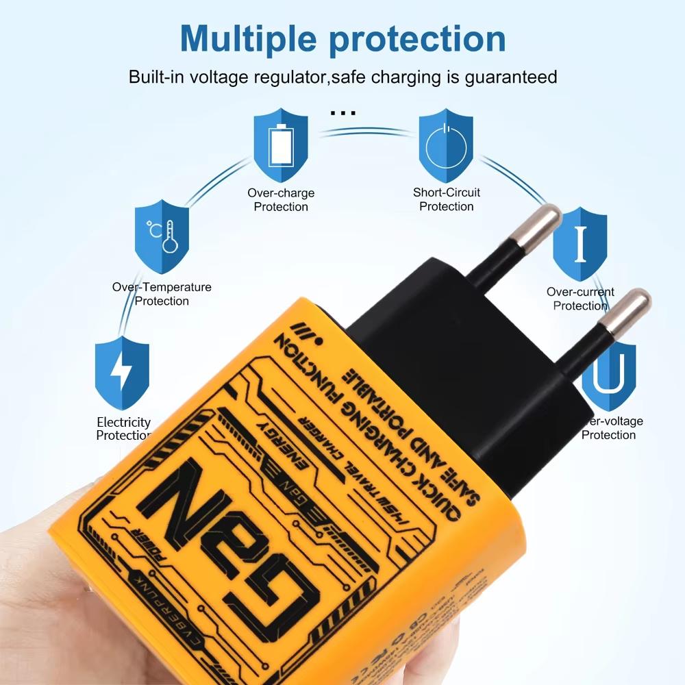 145W Fast Charger USB Type C Quick Mobile Phone Charger 3 Ports EU US UK Plug Charger Wall Adapter For iPhone 16 Samsung