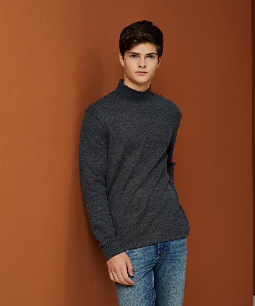 USPOLOASSN White Label Cotton French Rib Mock Neck_Gray