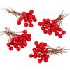 Artificial Holly Berries, 10 Mm Fake Berries Decor On Wire for Christmas Tree Decorations Flower Wreath DIY Craft Use (Pack of 50, Red) Plastic