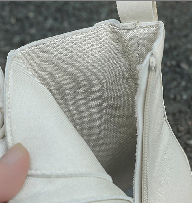 Female British Style Motorcycle Thick Soled Spring and Autumn Thin Single Boots  Winter Sweet Cool Short Boots