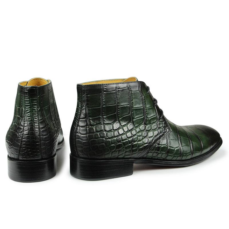 Fashion Popular Mens' Ankle Leather Shoes Lace-up Luxury Boots Safety Formal Fashion Designer Shoes Black & Green Big Size Boots For Man