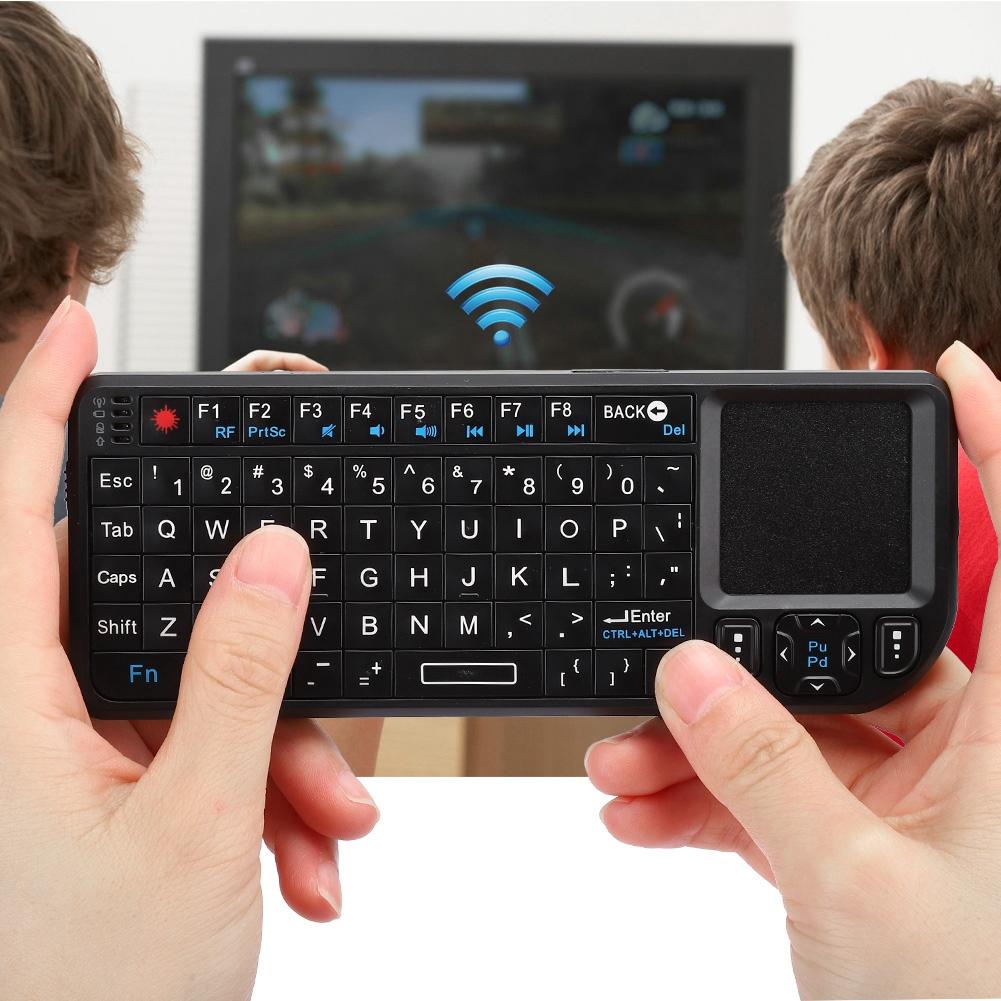 Mini-Funktastatur, USB, tragbar, schwarz, multifunktional, ultradünn, mit Hintergrundbeleuchtung, 100RF, 2,4 GHz(Schwarz )