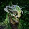 Full Head Masque Stretchy Realistic Halloween Supplies Fun Carnival Latex Green Forest Elf Old Man Masque with Light for Cosplay 25-26
