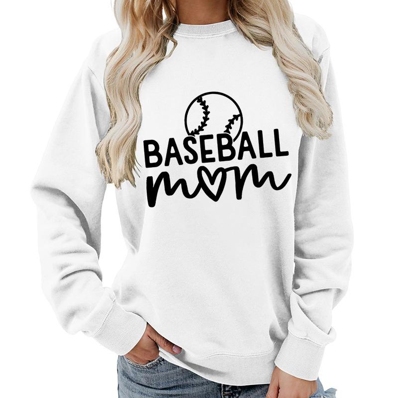 Women's Oversized Crew Neck Letter Print Baseball Sweatshirt Long Sleeve Casual Top Loose Fit Streetwear