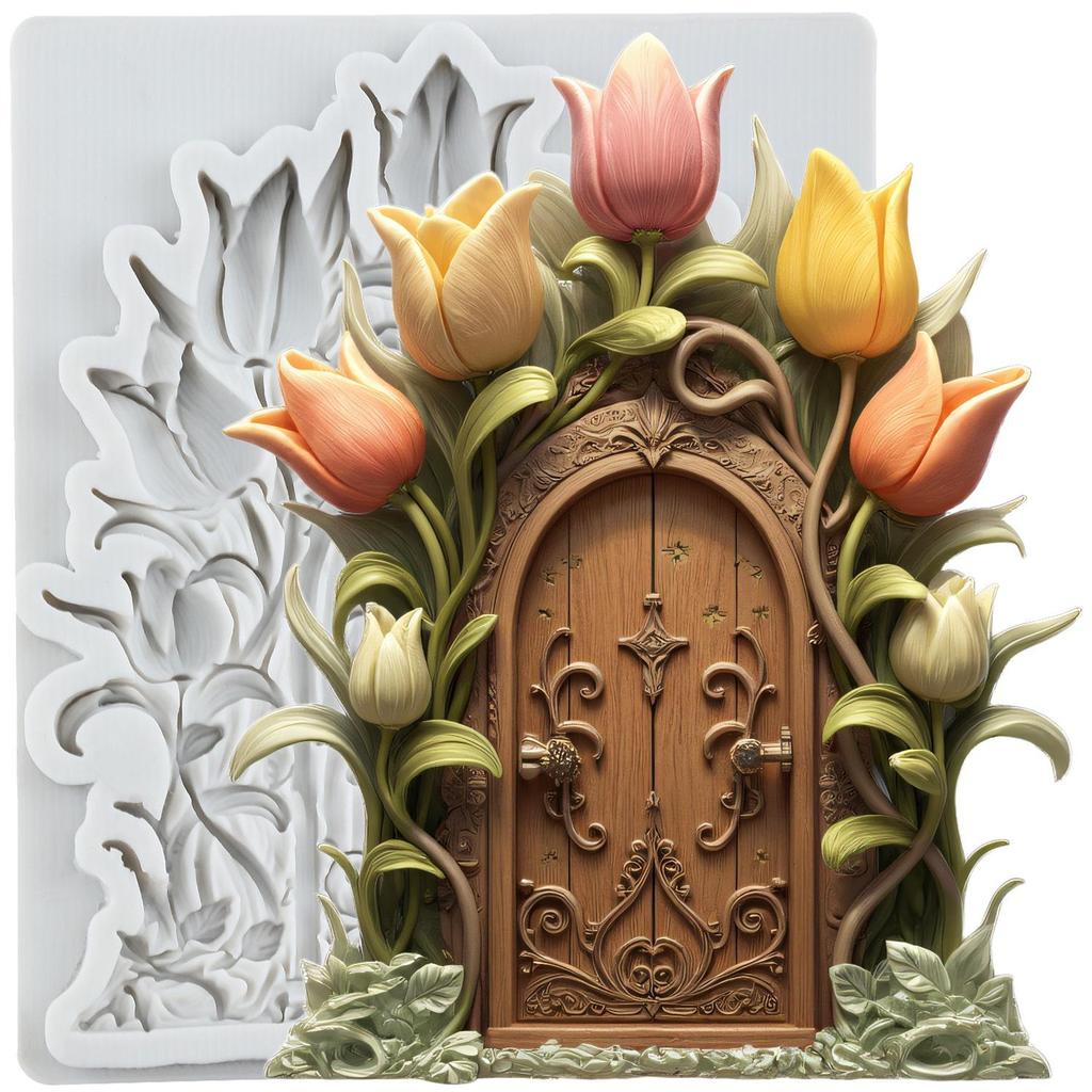 Feengartenhaus Silikonform Baumhaus Holztür Fondantformen Kuchen Dekoration Werkzeuge Cupcake Topper Süßigkeiten Zucker Handwerk Gummipaste Polymer Clay