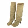 Liyke Fashion Quadratische Zehenpartie Motorrad Kniehohe Stiefel Damen Herbst Winter Niedrige Dünne Absätze Schuh Weibliche Lange Stiefel Zapatos De Mujer