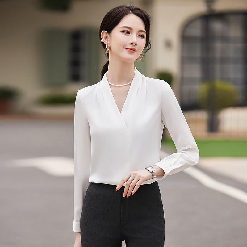 Women's V-Neck Chiffon Professional Blouse