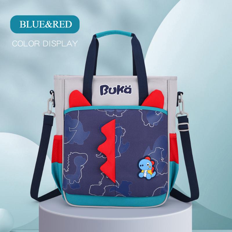 BUKA 3D Cartoon Dinosaur Handheld Tutoring Bags Special for Primary School Student Light Multi-functional Kid Messenger Bag Pupil Homework Storage Bag