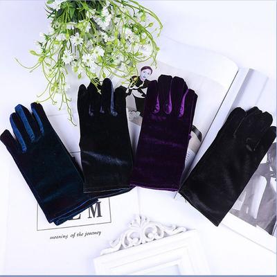 Opera Costume Solid Color Female Mittens Velvet Full Finger Gloves Full Finger Warm Gloves