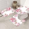 Pc Valentine'S Day Pink Cherry Blossom Bathroom Set Shower Curtain Non-Slip Mat U-Shaped Toilet Mat Toilet Seat