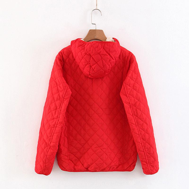 Women's Plus Size Plaid Lambskin Hooded Winter Jacket - Slim Fit, Thickened and Warm (2023)