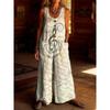2026 Women's Vintage Summer Cotton and Linen Button Pocket Comfortable Sleeveless Casual One-piece Wide Leg Jumpsuit