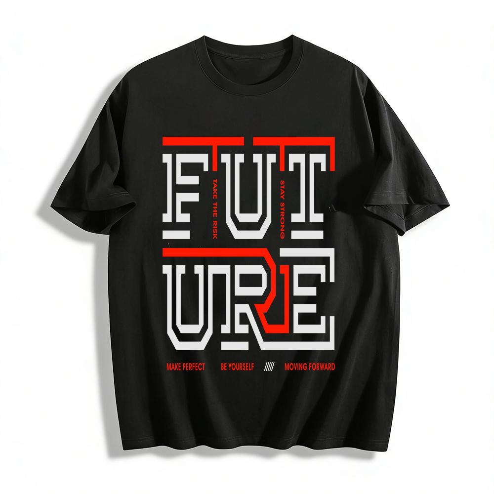 Motivational FUTURE Print Casual Loose Fit Street Style Tee Shirt Pure cotton T-shirt XXS