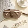 Lychee Pattern Sunglasses Case Pu Leather Eyeglasses Bag Portable Eyewear Holder