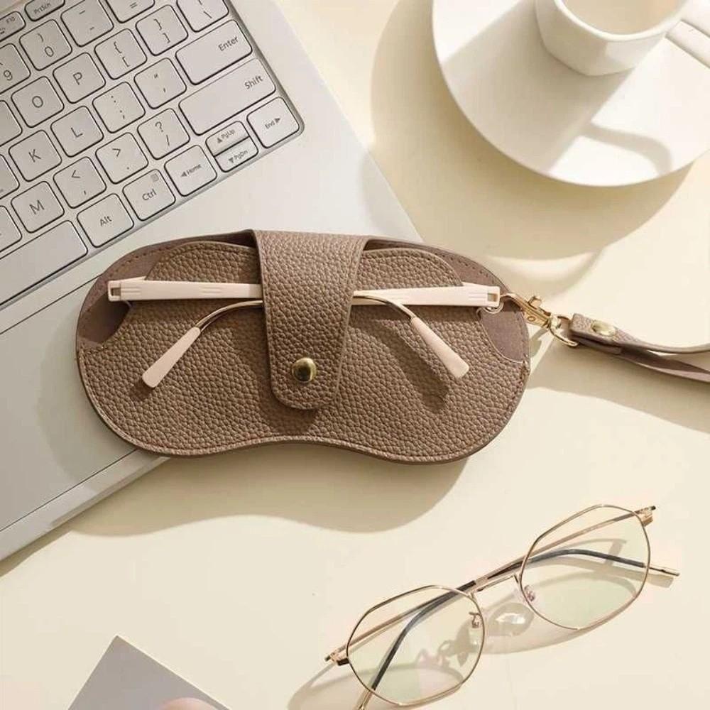 Lychee Pattern Sunglasses Case Pu Leather Eyeglasses Bag Portable Eyewear Holder
