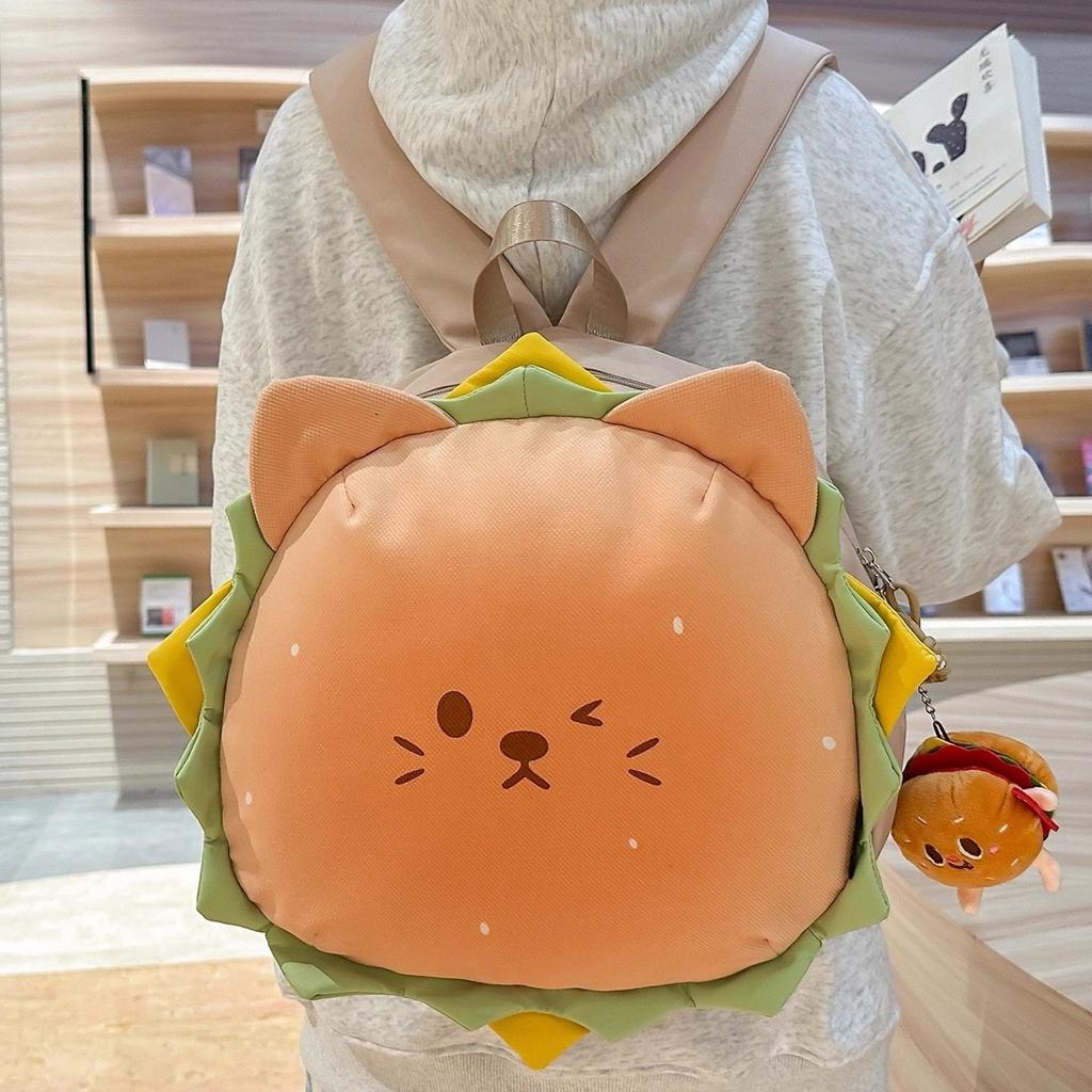 Schoolbag cute hamburger shape backpack female cartoon light travel backpack children college students class commuter schoolbag