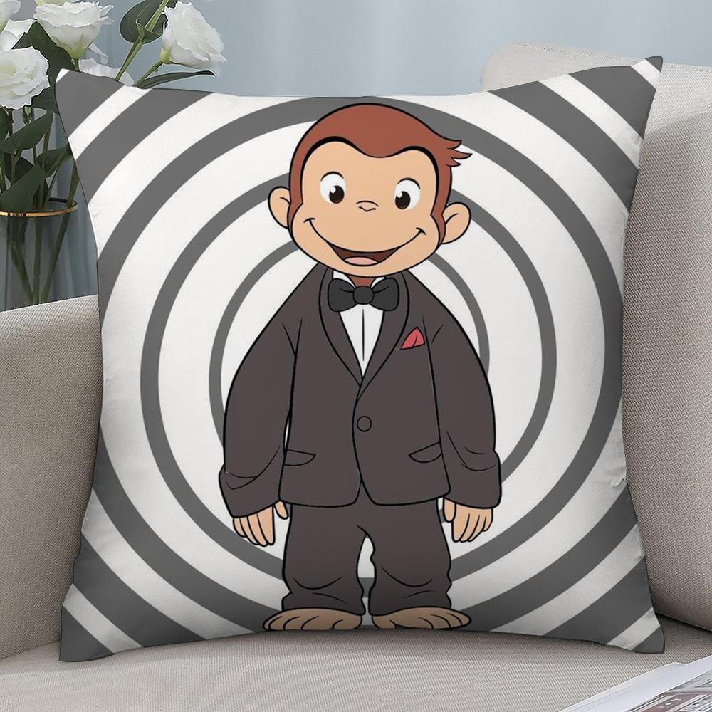 George The Curious Monkey Pillow Case Short Plush Sofa Decorative Gift Home Double-sided Printing Cushion