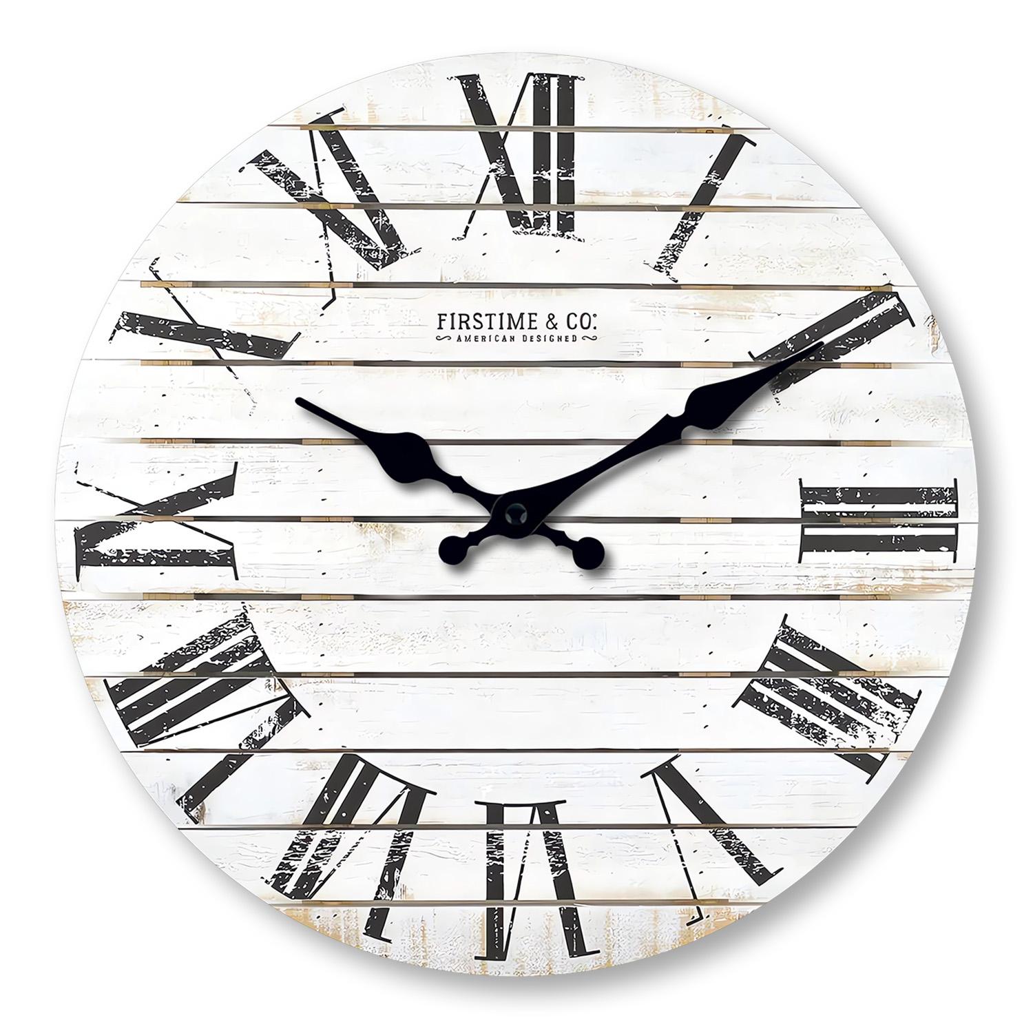 1pc white wooden wall clock, retro Roman numerals design wall clock, non-ticking silent clock, living room study decoration 10inch