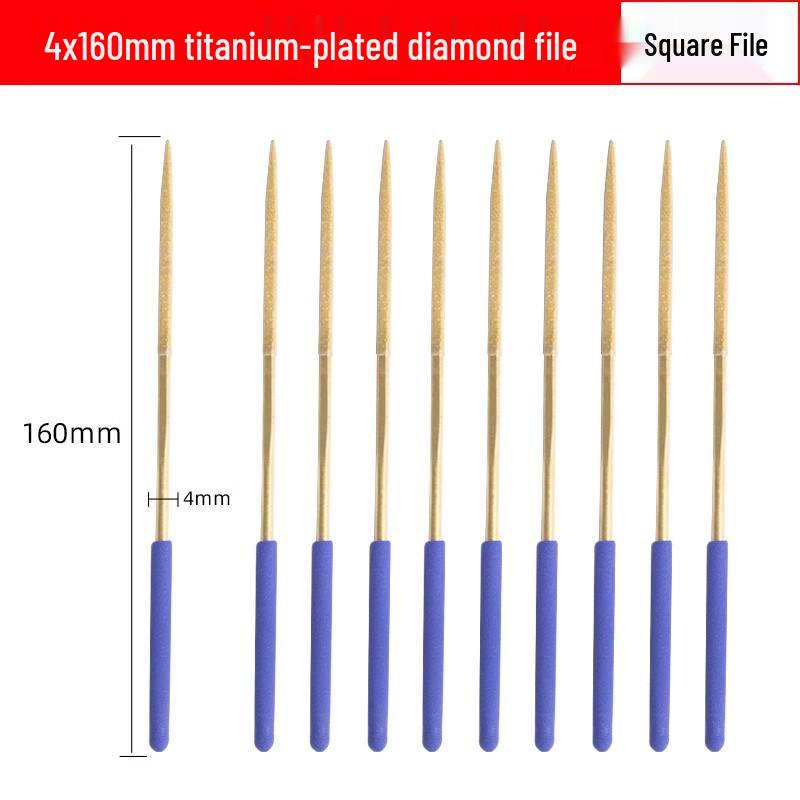 Titanium-Plated Diamond File Set: Flat/Incline with Extra Grade Carborundum for Precision Shaping, Free Shipping
