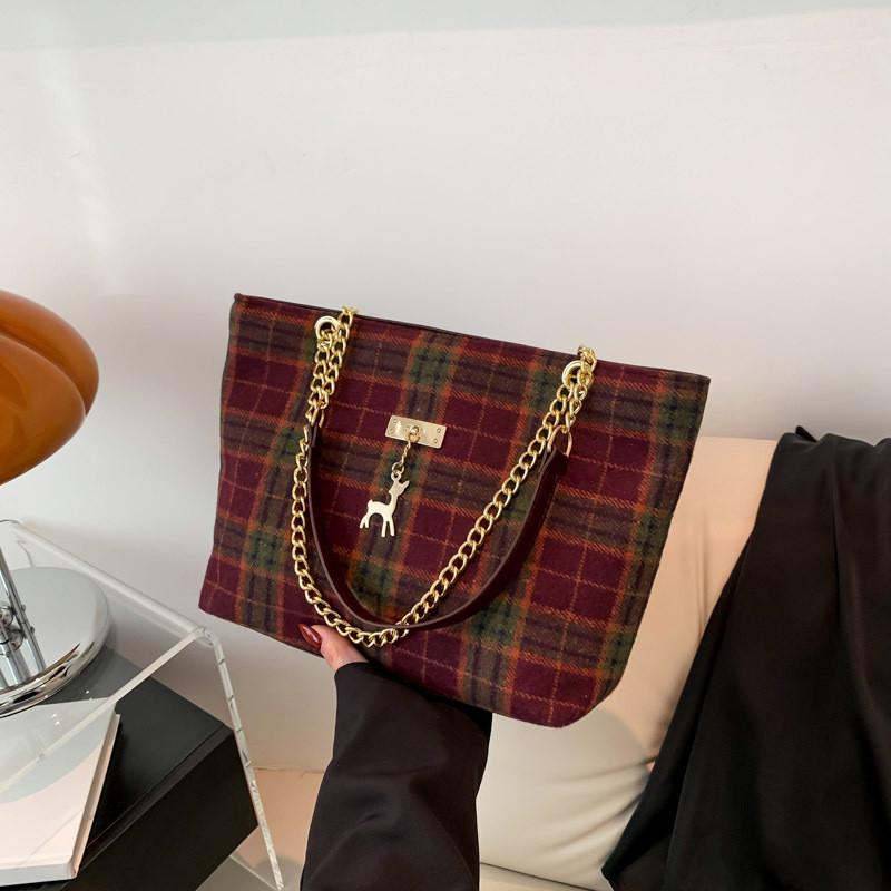 Trendy Woolen Color Block Striped Tote Bag For Women Ideal For Commuting And Everyday Use