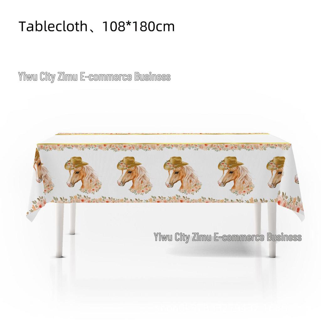 Horse Racing Birthday Party Décor Set - Cartoon Backdrop, Balloons, Cake Toppers