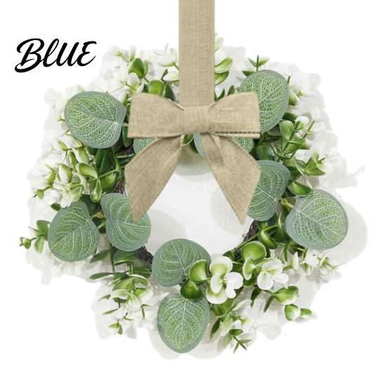 French Country Style Home Accent Christmas Bow Wreath Door Hanger Artificial Pine Candlestick Garland with Ribbon Multiuse Decorative Ring