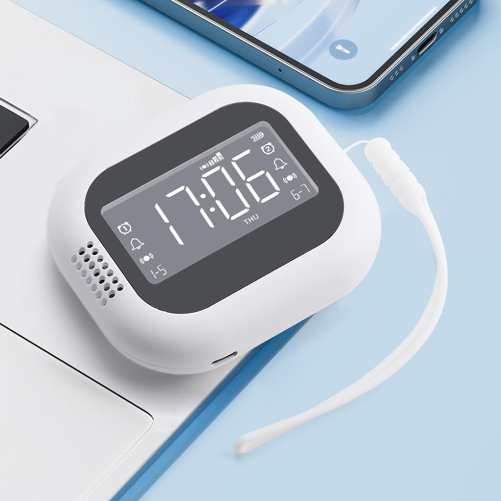 Portable Vibrating Alarm Clock with 1800mAh Battery, Dual Alarm, 3 Level Vibration, Child Lock, DST, for Heavy