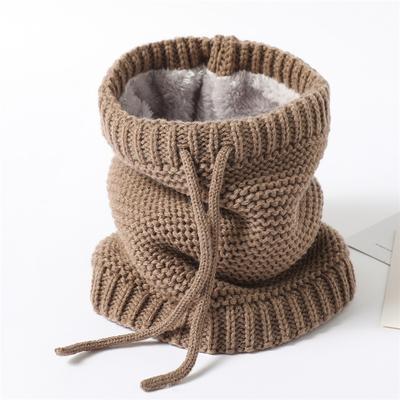 Unisex Autumn Winter  Knitted Ring Neck Cover Scarf Children Thickened Fleecing Drawstring Neckerchief Women Men Decoration