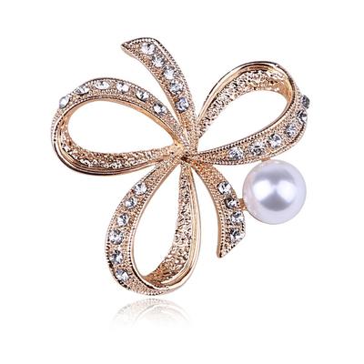 Fashion Exquisite Pearl Rhinestone Flowers Butterfly Enamel Pin Brooch For Women Trendy Elegant Clothes Jewelry Gift For Friends