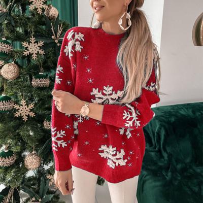 Women's Fashion Christmas Sweater Half Tall Neck Long Sleeve Sweater