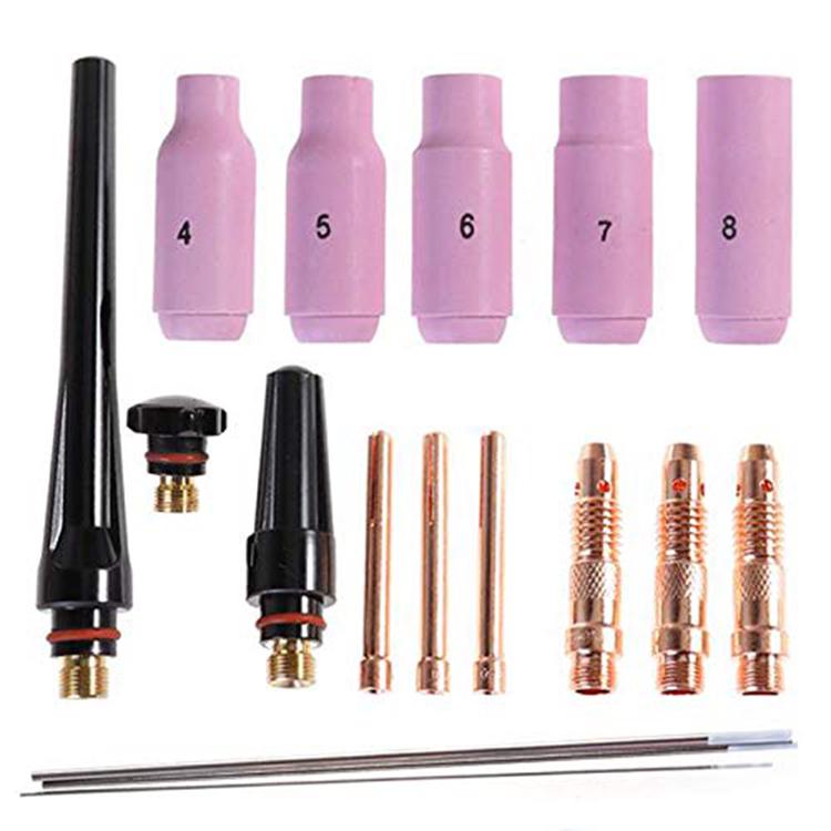 10 piezas Consumibles de antorcha de soldadura TIG para antorcha TIG WP-17//18//26 incluyendo boquilla de cer/ámica 10 piezas Kit de accesorios de soldadura TIG tapa posterior cuerpo de collar