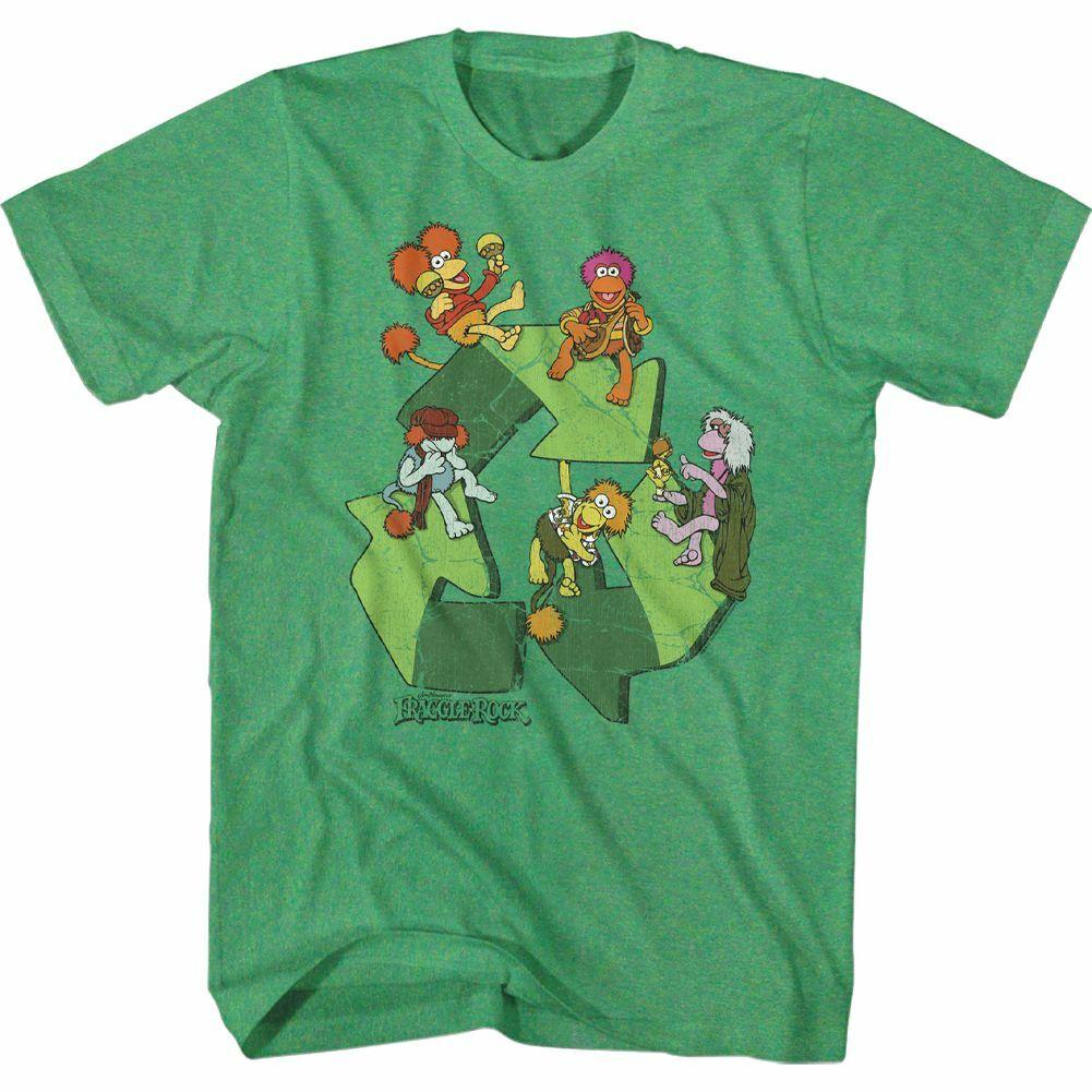 Fraggle Rock Recycle Symbol Kelly Heather Adult T-Shirt L