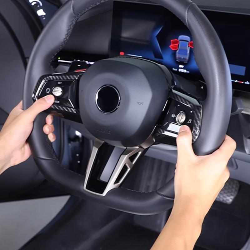 ABS Carbon Fiber For BMW 5 Series G60 2025-2025 Car Styling Steering Wheel Frame Decoration Cover Trim Interior Accessories