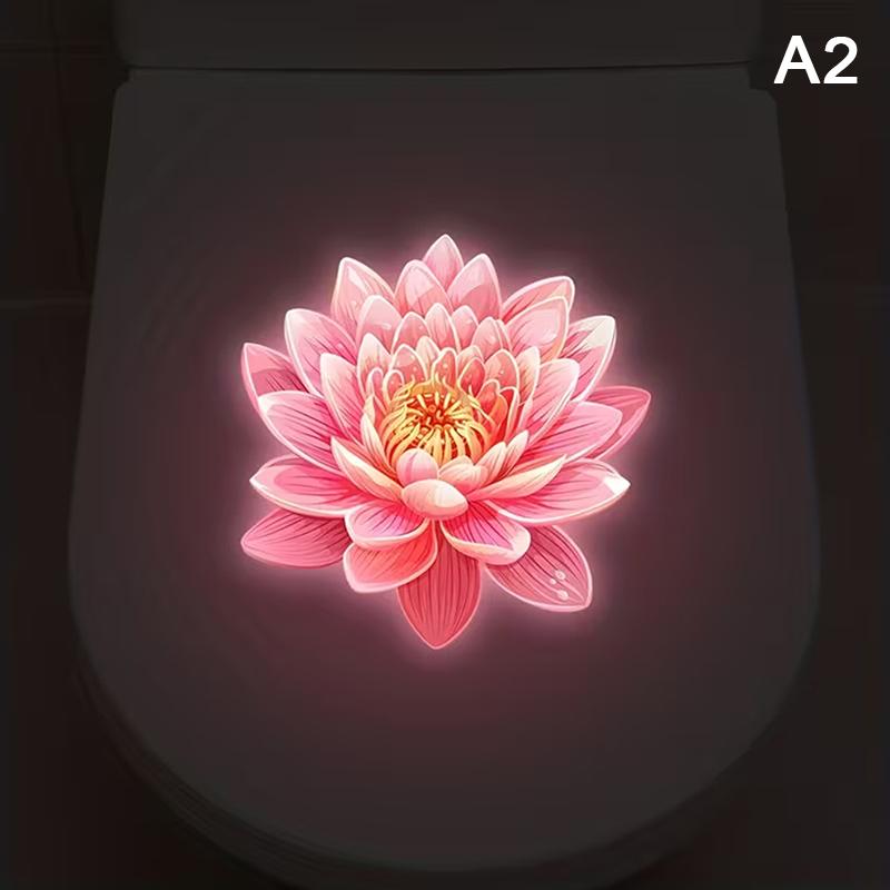 Świecący w ciemności naklejka na klapę sedesu w kształcie kwiatu Samoprzylepna Zdejmowalna Dekoracja łazienki Nocny blask Naklejka ścienna Luminous Toilet Sticker
