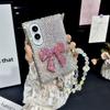 Case for Samsung Galaxy Z Fold 8 Ultra 7 6 5 4 3 with Bling Rhinestone 3D Detachable Beaded Wrist Strap Shockproof Cover Luxury Women Phone Bumpers