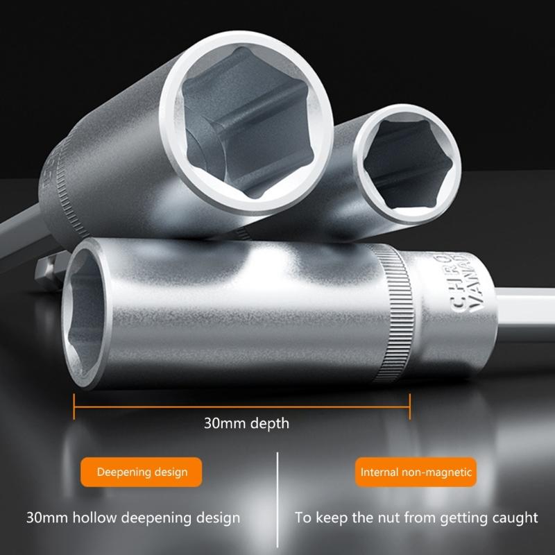 Extra Long Socket Wrench 4-14mm Hex Bit Socket Nut Driver for Screwdriver Easy Installation and Mechanical Repairs Tool