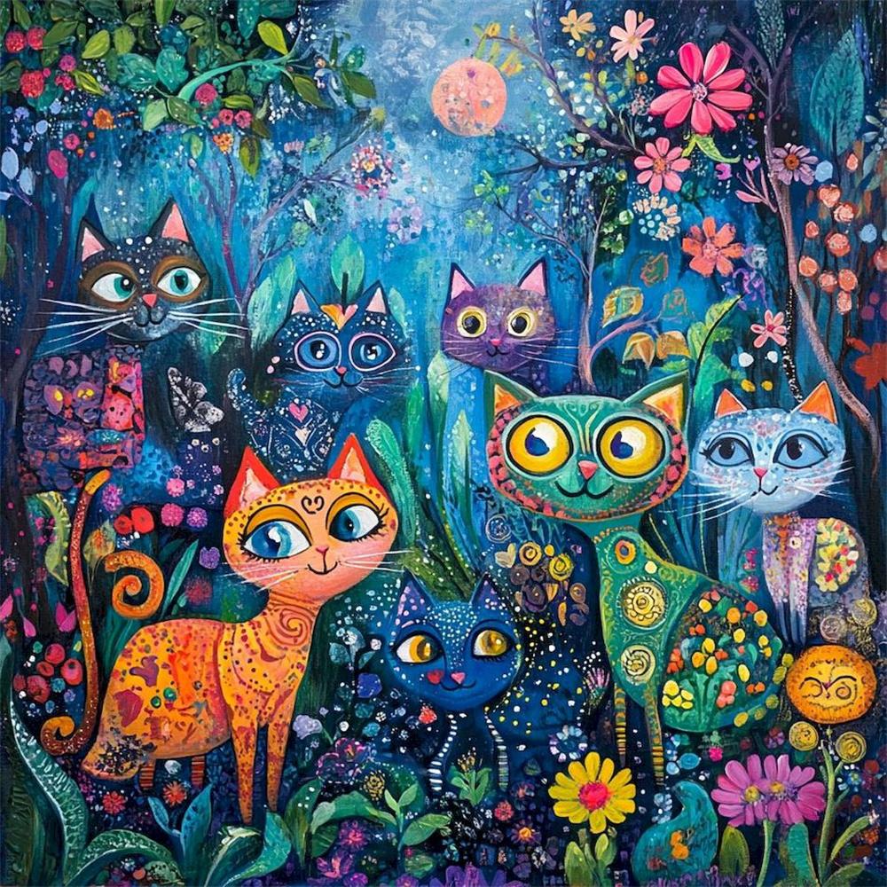 

Повний набір для алмазного живопису, аксесуари, кішки-тварини, стрази, 5D алмазні картини, алмазне мистецтво, дриль, вироби ручної роботи Round 30x30cm