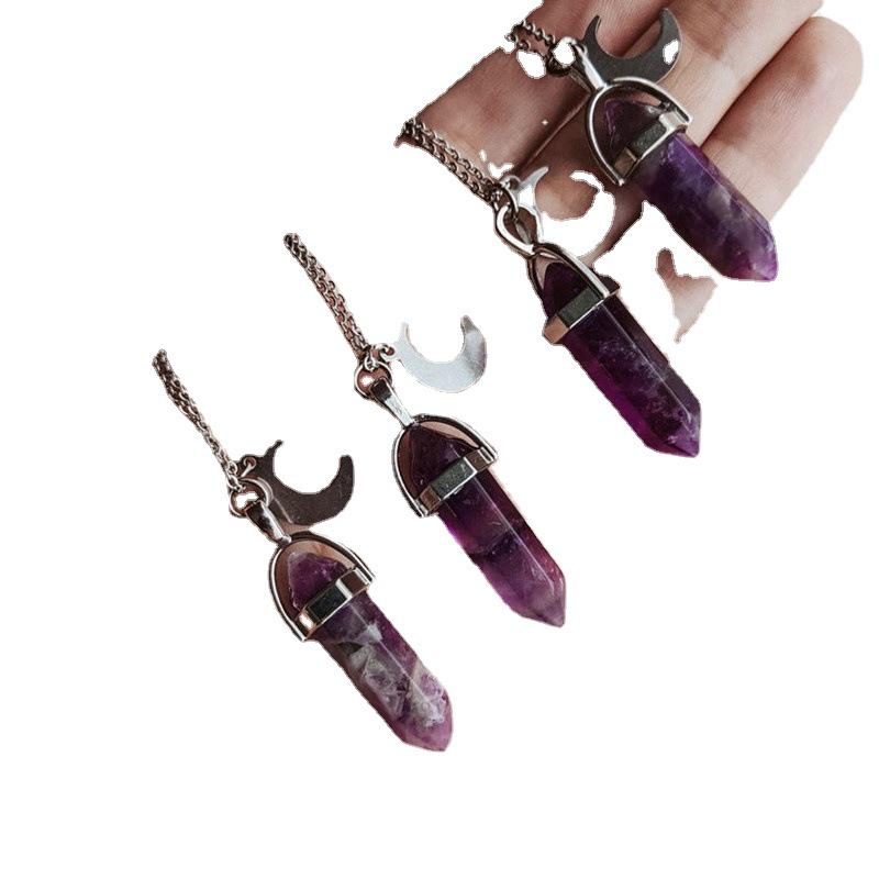 Purple Crystal Moon Pendant