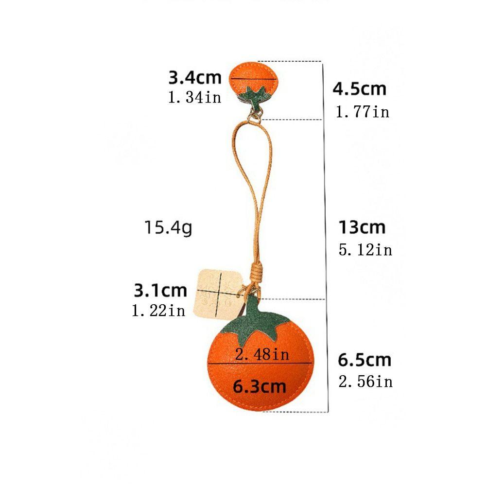 Cute Persimmon Keychain Funny Design Creative Key Ring Creative Leather Bag Pendant  Woman