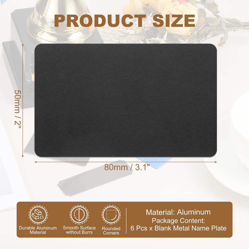 6/12Pcs Blank Engraved Metal Name Plates Laser Strong Adhesive Nameplate Anodized Aluminium Custom Blank Plates Bussness Cards
