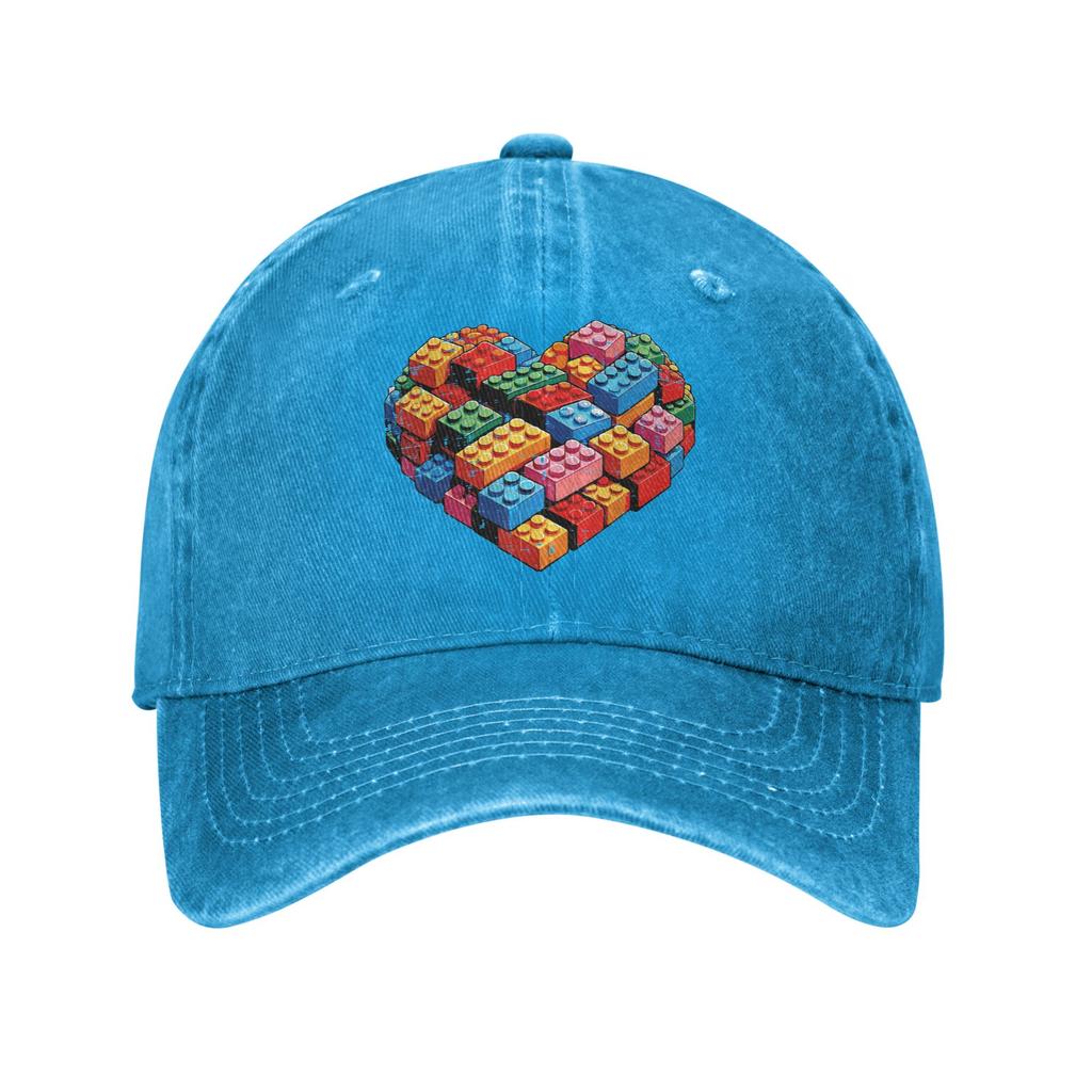 Valentines Day Heart Building Blocks Bricks Casual Baseball Cap For Men Women Summer Tennis Skate Trucker Hat Baseball Caps