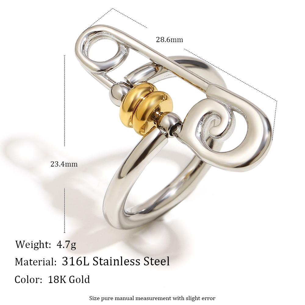 

MamacitaSlay 316L Stainless Steel Mixed Color Paperclip Ring Party Waterproof 18K Gold Plated Jewelry Women s Unique Cool Ring 6