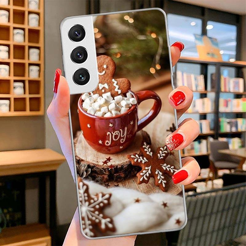 Winter Coffee Christmas Cover Phone Case For Samsung Galaxy S26 S25 Edge S24 Ultra S23 S22 Plus S21 S20 FE Soft Fundas Shell Gal