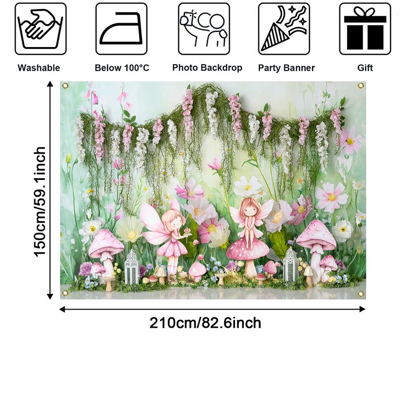 LS Fairy Girl Mushroom Mystery Garden Backdrops Kids Baby 1st Birthday Cake Smash Props Child Spring Floral Props Backgrounds