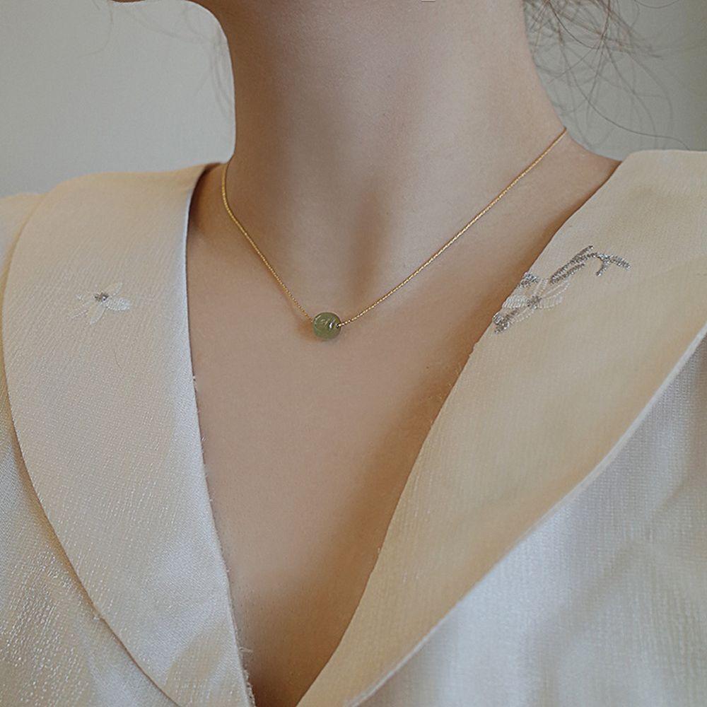 Green Transfer Bead Clavicle Chain Female Necklace   Necklace Korean Style Jewelry