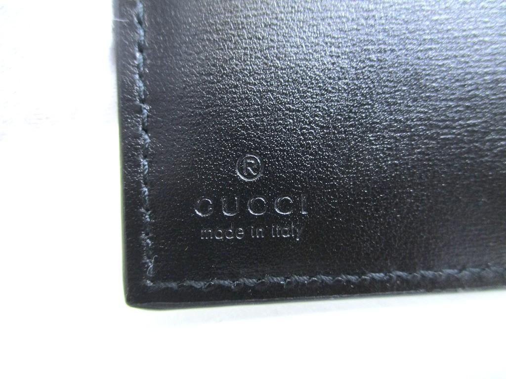 Authentic GUCCI Silver Marmont G Black Leather Bifold Flap Long Wallet #b090  Open box